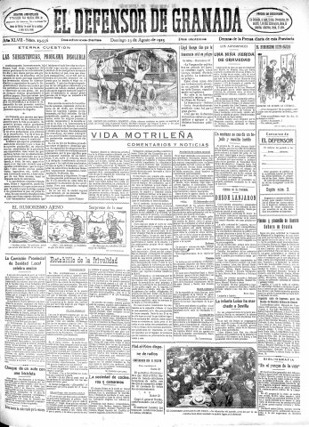 'El Defensor de Granada  : diario político independiente' - Año XLVII Número 23936 Ed. Mañana - 1925 Agosto 23