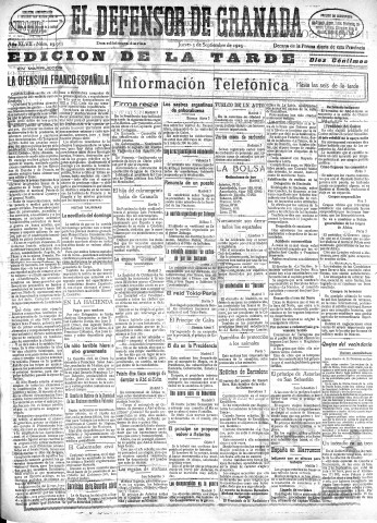 'El Defensor de Granada  : diario político independiente' - Año XLVII Número 23955 Ed. Tarde - 1925 Septiembre 03
