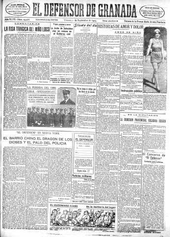 'El Defensor de Granada  : diario político independiente' - Año XLVII Número 23968 Ed. Mañana - 1925 Septiembre 11