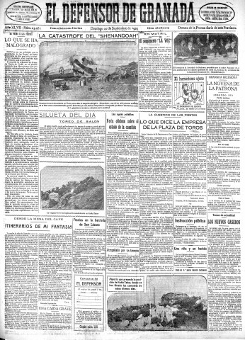 'El Defensor de Granada  : diario político independiente' - Año XLVII Número 23982 Ed. Mañana - 1925 Septiembre 20