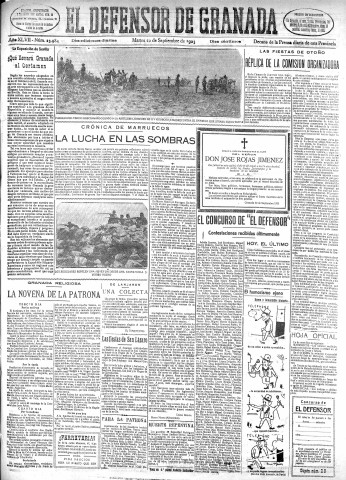 'El Defensor de Granada  : diario político independiente' - Año XLVII Número 23984 Ed. Mañana - 1925 Septiembre 22