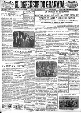 'El Defensor de Granada  : diario político independiente' - Año XLVII Número 23988 Ed. Mañana - 1925 Septiembre 24
