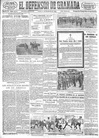 'El Defensor de Granada  : diario político independiente' - Año XLVII Número 23989 Ed. Mañana - 1925 Septiembre 25