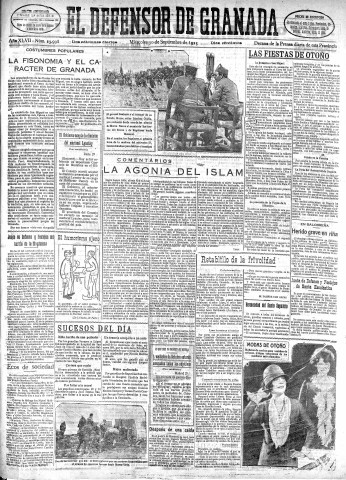'El Defensor de Granada  : diario político independiente' - Año XLVII Número 23998 Ed. Mañana - 1925 Septiembre 30