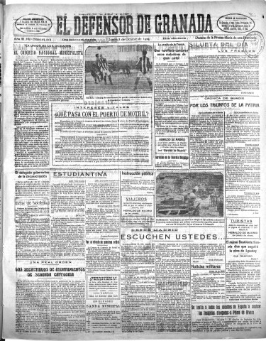 'El Defensor de Granada  : diario político independiente' - Año XLVII Número 24012 Ed. Mañana - 1925 Octubre 08