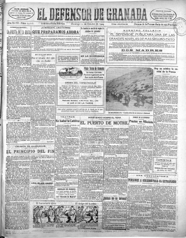 'El Defensor de Granada  : diario político independiente' - Año XLVII Número 24018 Ed. Mañana - 1925 Octubre 11