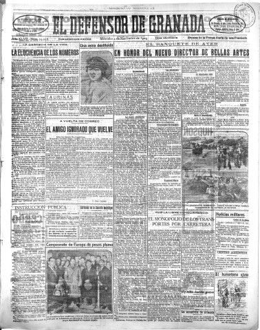 'El Defensor de Granada  : diario político independiente' - Año XLVII Número 24058 Ed. Mañana - 1925 Noviembre 04