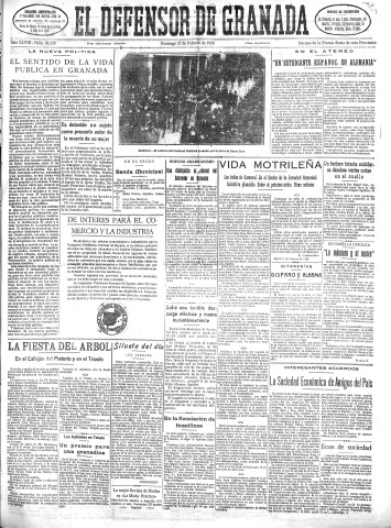 'El Defensor de Granada  : diario político independiente' - Año XLVIII Número 24239 Ed. Mañana - 1926 Febrero 21