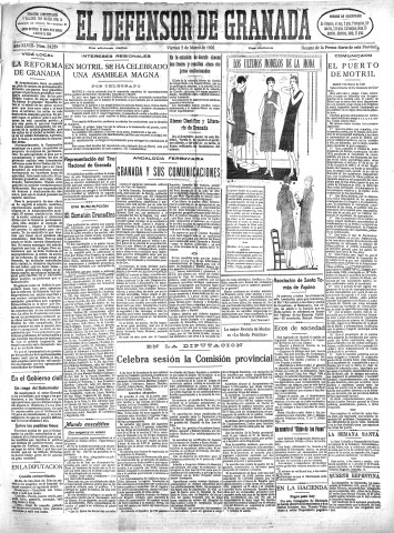 'El Defensor de Granada  : diario político independiente' - Año XLVIII Número 24259 Ed. Mañana - 1926 Marzo 05