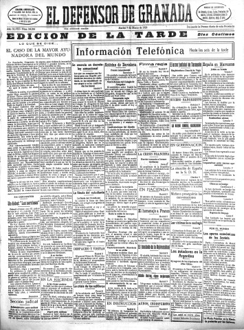 'El Defensor de Granada  : diario político independiente' - Año XLVIII Número 24266 Ed. Tarde - 1926 Marzo 09