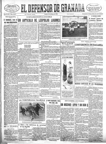 'El Defensor de Granada  : diario político independiente' - Año XLVIII Número 24271 Ed. Mañana - 1926 Marzo 12