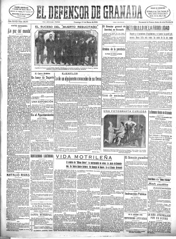 'El Defensor de Granada  : diario político independiente' - Año XLVIII Número 24275 Ed. Mañana - 1926 Marzo 14
