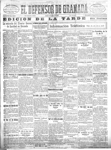 'El Defensor de Granada  : diario político independiente' - Año XLVIII Número 24276 Ed. Tarde - 1926 Marzo 15