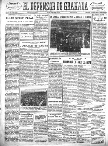 'El Defensor de Granada  : diario político independiente' - Año XLVIII Número 24281 Ed. Mañana - 1926 Marzo 18
