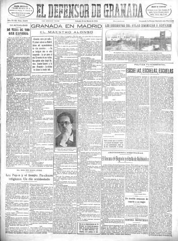 'El Defensor de Granada  : diario político independiente' - Año XLVIII Número 24285 Ed. Mañana - 1926 Marzo 20