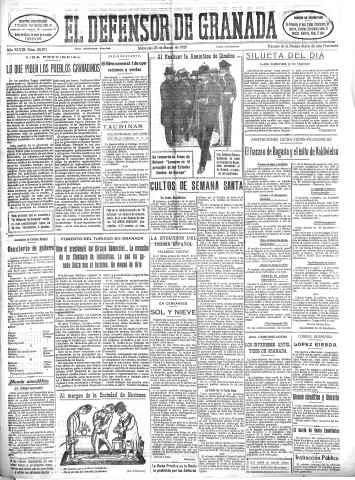 'El Defensor de Granada  : diario político independiente' - Año XLVIII Número 24291 Ed. Mañana - 1926 Marzo 24