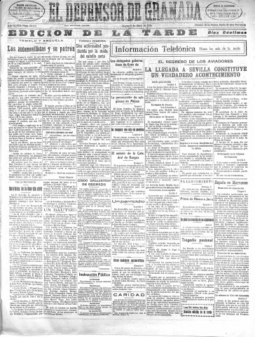 'El Defensor de Granada  : diario político independiente' - Año XLVIII Número 24312 Ed. Tarde - 1926 Abril 06