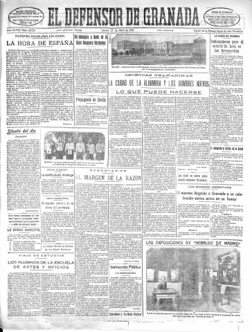 'El Defensor de Granada  : diario político independiente' - Año XLVIII Número 24327 Ed. Mañana - 1926 Abril 15