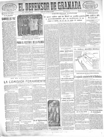 'El Defensor de Granada  : diario político independiente' - Año XLVIII Número 24339 Ed. Mañana - 1926 Abril 22