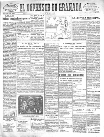 'El Defensor de Granada  : diario político independiente' - Año XLVIII Número 24349 Ed. Mañana - 1926 Abril 28