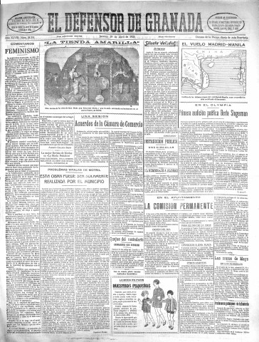 'El Defensor de Granada  : diario político independiente' - Año XLVIII Número 24351 Ed. Mañana - 1926 Abril 29