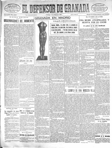 'El Defensor de Granada  : diario político independiente' - Año XLVIII Número 24367 Ed. Mañana - 1926 Mayo 09