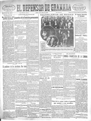 'El Defensor de Granada  : diario político independiente' - Año XLVIII Número 24373 Ed. Mañana - 1926 Mayo 13