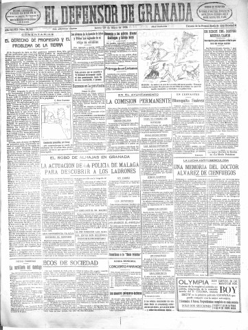 'El Defensor de Granada  : diario político independiente' - Año XLVIII Número 24386 Ed. Mañana - 1926 Mayo 20