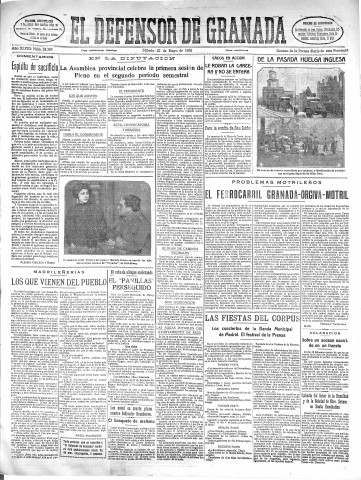 'El Defensor de Granada  : diario político independiente' - Año XLVIII Número 24390 Ed. Mañana - 1926 Mayo 22