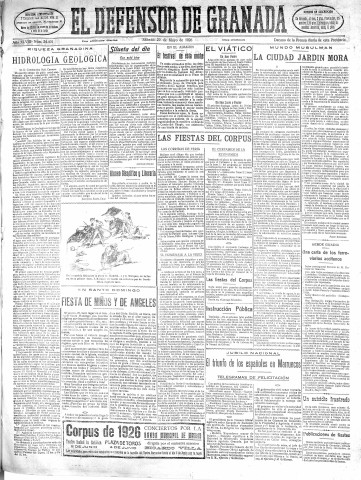 'El Defensor de Granada  : diario político independiente' - Año XLVIII Número 24401 Ed. Mañana - 1926 Mayo 29