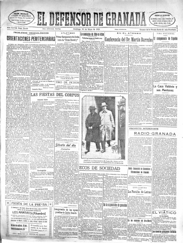 'El Defensor de Granada  : diario político independiente' - Año XLVIII Número 24403 Ed. Mañana - 1926 Mayo 30