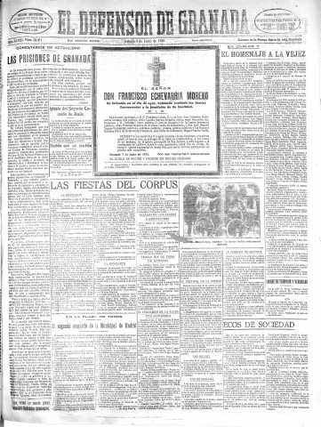 'El Defensor de Granada  : diario político independiente' - Año XLVIII Número 24411 Ed. Mañana - 1926 Junio 05