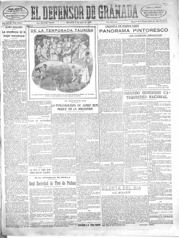 'El Defensor de Granada  : diario político independiente' - Año XLVIII Número 24414 Ed. Mañana - 1926 Junio 09