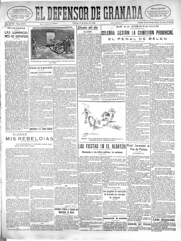 'El Defensor de Granada  : diario político independiente' - Año XLVIII Número 24416 Ed. Mañana - 1926 Junio 11