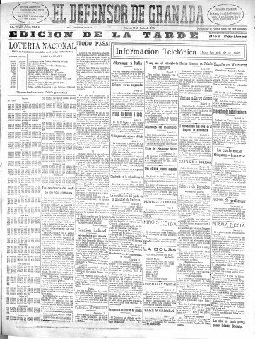 'El Defensor de Granada  : diario político independiente' - Año XLVIII Número 24416 Ed. Tarde - 1926 Junio 11