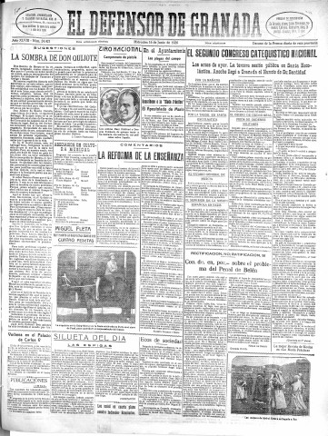 'El Defensor de Granada  : diario político independiente' - Año XLVIII Número 24421 Ed. Mañana - 1926 Junio 16