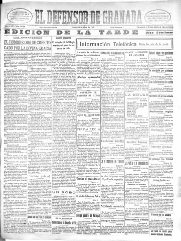 'El Defensor de Granada  : diario político independiente' - Año XLVIII Número 24426 Ed. Tarde - 1926 Junio 18