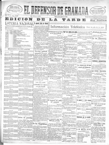 'El Defensor de Granada  : diario político independiente' - Año XLVIII Número 24429 Ed. Tarde - 1926 Junio 21