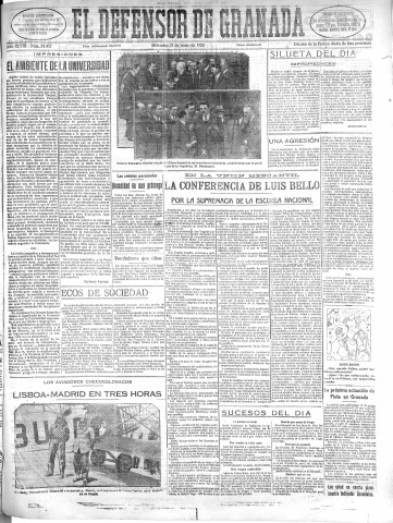 'El Defensor de Granada  : diario político independiente' - Año XLVIII Número 24432 Ed. Mañana - 1926 Junio 23