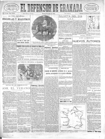 'El Defensor de Granada  : diario político independiente' - Año XLVIII Número 24442 Ed. Mañana - 1926 Junio 29