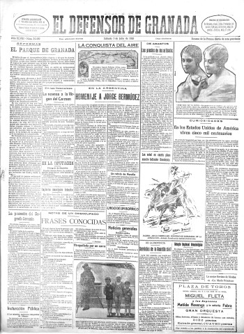 'El Defensor de Granada  : diario político independiente' - Año XLVIII Número 24450 Ed. Mañana - 1926 Julio 03