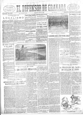 'El Defensor de Granada  : diario político independiente' - Año XLVIII Número 24454 Ed. Mañana - 1926 Julio 06