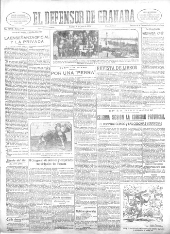 'El Defensor de Granada  : diario político independiente' - Año XLVIII Número 24460 Ed. Mañana - 1926 Julio 09