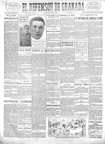 'El Defensor de Granada  : diario político independiente' - Año XLVIII Número 24466 Ed. Mañana - 1926 Julio 13
