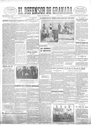 'El Defensor de Granada  : diario político independiente' - Año XLVIII Número 24486 Ed. Mañana - 1926 Julio 23