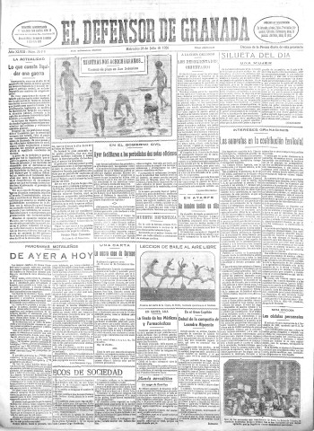 'El Defensor de Granada  : diario político independiente' - Año XLVIII Número 24494 Ed. Mañana - 1926 Julio 28
