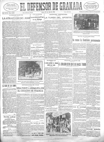 'El Defensor de Granada  : diario político independiente' - Año XLVIII Número 24496 Ed. Mañana - 1926 Julio 29