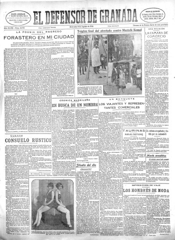 'El Defensor de Granada  : diario político independiente' - Año XLVIII Número 24503 Ed. Mañana - 1926 Agosto 04
