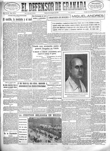 'El Defensor de Granada  : diario político independiente' - Año XLVIII Número 24531 Ed. Mañana - 1926 Agosto 24