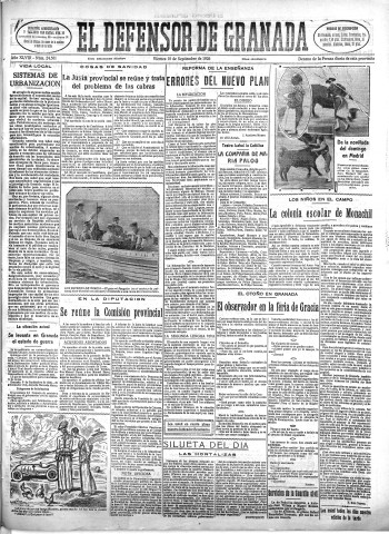 'El Defensor de Granada  : diario político independiente' - Año XLVIII Número 24561 Ed. Mañana - 1926 Septiembre 10